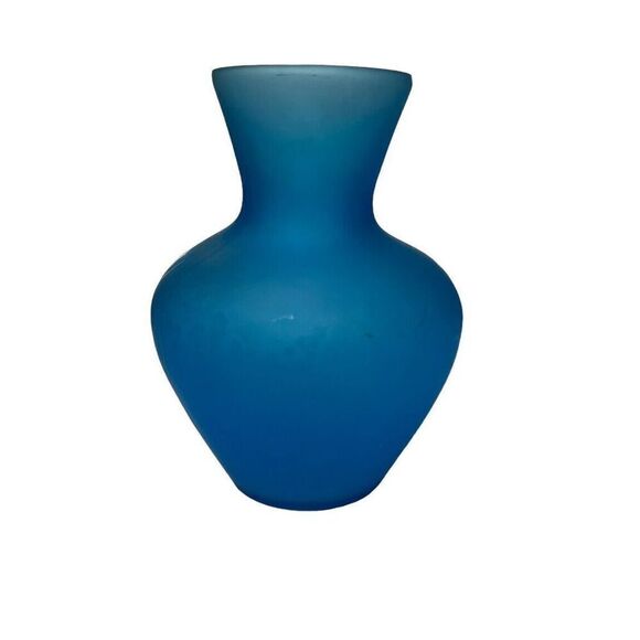 Westmorland Artist Signed 1971- Mary Gregory Vase Boy Fishing Blue Satin 7" tall - Picture 3 of 9